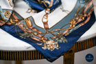shield and bits pattern scarf - Navy/Gold