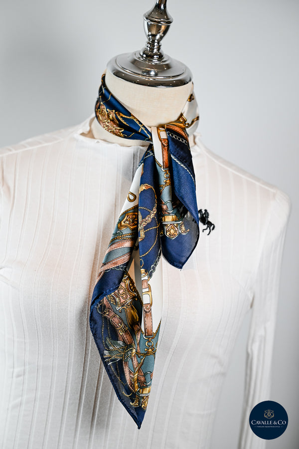 Navy & gold shield and bits pattern scarf