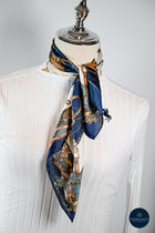 shield and bits pattern scarf - Navy/Gold