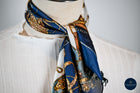 shield and bits pattern scarf - Navy/Gold