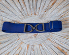 Navy elastic stretch stirrup style silver buckle belt