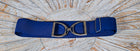 Navy elastic stretch stirrup style silver buckle belt