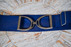 Navy elastic stretch stirrup style silver buckle belt