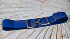 Navy elastic stretch stirrup style silver buckle belt