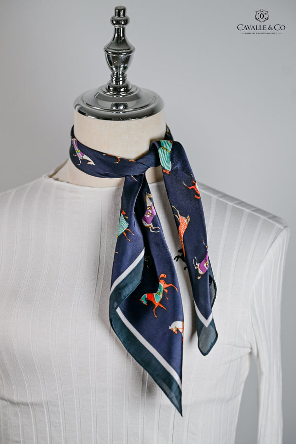 Navy Little Rugged Horses Scarf