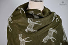 Horses Repeated Soft Wraps- 4 Colors Navy, Green, Cream, Chocolate