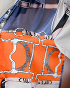 Horse Bits Long Sleeve Silk Shirt-Orange Grey Pink