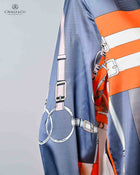 Horse Bits Long Sleeve Silk Shirt-Orange Grey Pink