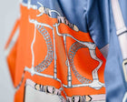 Horse Bits Long Sleeve Silk Shirt-Orange Grey Pink