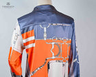 Horse Bits Long Sleeve Silk Shirt-Orange Grey Pink