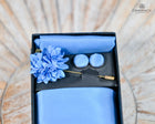 Plain Tie Set- Includes Tie Matching pocket square, cuff links & lapel pin