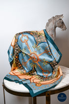 Pale blue & apricot crowns scarf