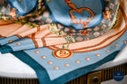 Pale blue & apricot crowns scarf