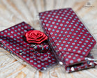 Pattern Tie Set- Includes Tie Matching pocket square, cuff links & lapel pin