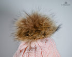 Twist knit Beanie, fleece lined fox hair Pom Pom-detachable clip-on design