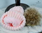 Twist knit Beanie, fleece lined fox hair Pom Pom-detachable clip-on design