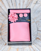 Plain Tie Set- Includes Tie Matching pocket square, cuff links & lapel pin