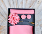 Plain Tie Set- Includes Tie Matching pocket square, cuff links & lapel pin