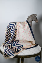 Pink & blue Small spots and zig zag print scarf
