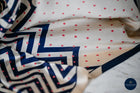 Pink & blue Small spots and zig zag print scarf