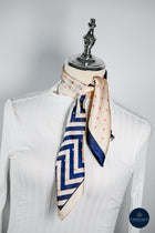 Pink & blue Small spots and zig zag print scarf