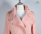 Wool Blend Blush Pink Moto Elegant Coat