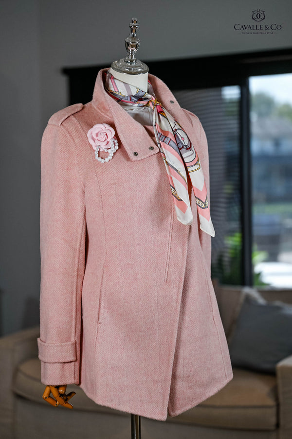 Wool Blend Blush Pink Moto Elegant Coat