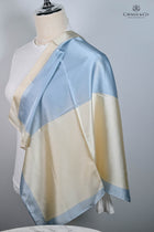 Plain Pale blue & Cream 4 x squares Scarf