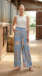 Wide Equestrian Print Pants in Viscose and Silk- One size