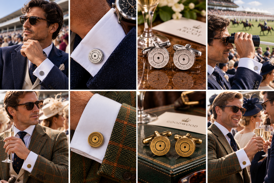 Shotgun Cartridge Cufflinks – Silver &  Brass
