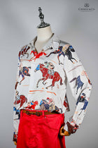 Fun casual Racehorse themed printed shirt