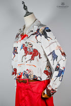 Fun casual Racehorse themed printed shirt