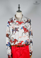 Fun casual Racehorse themed printed shirt