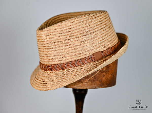 Raffia Trilby with Braided Leather Band