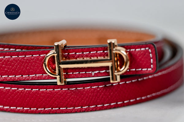 Equestrian Thin Bit Belt – 110cm Red/Coffee/Tan