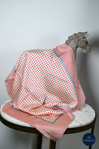 Red/pink & pale blue Small Spot silk Scarf