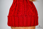 Twist knit Beanie, fleece lined fox hair Pom Pom-detachable clip-on design
