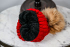 Twist knit Beanie, fleece lined fox hair Pom Pom-detachable clip-on design