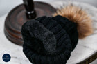 Twist knit Beanie, fleece lined fox hair Pom Pom-detachable clip-on design