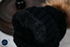 Twist knit Beanie, fleece lined fox hair Pom Pom-detachable clip-on design