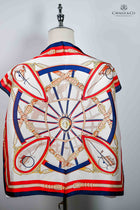 Red & Navy Harness tack themed scarf