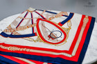 Red & Navy Harness tack themed scarf