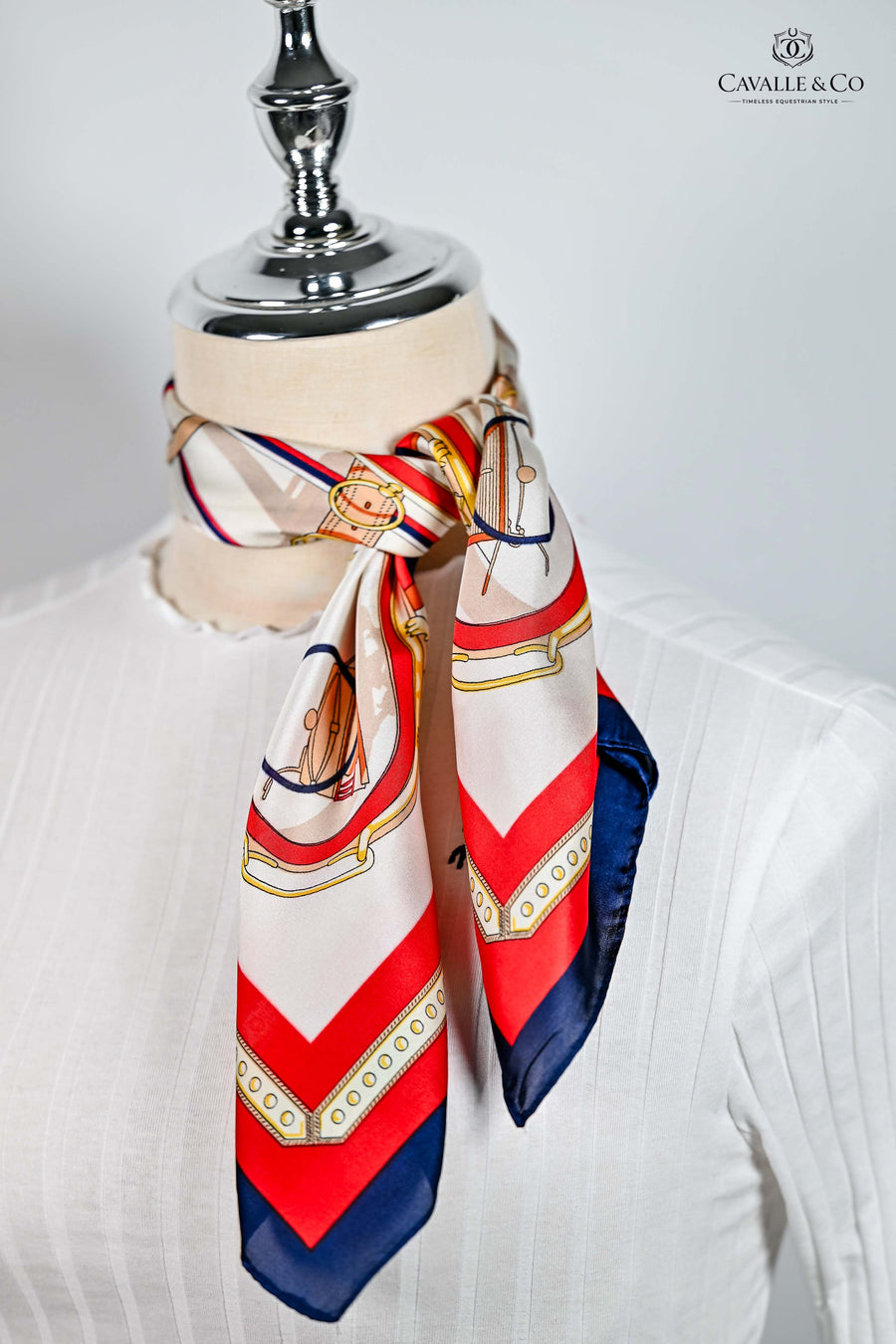 Red & Navy Harness tack themed scarf