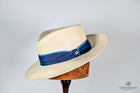 Ricco Cuenca Natural Fedora Hat Blue band