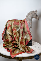 Carriage print scarf - Rust/Olive