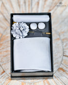 Plain Tie Set- Includes Tie Matching pocket square, cuff links & lapel pin