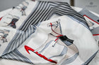 Silver & Red Square Lines with Horse print scarf