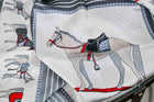 Silver & Red Square Lines with Horse print scarf