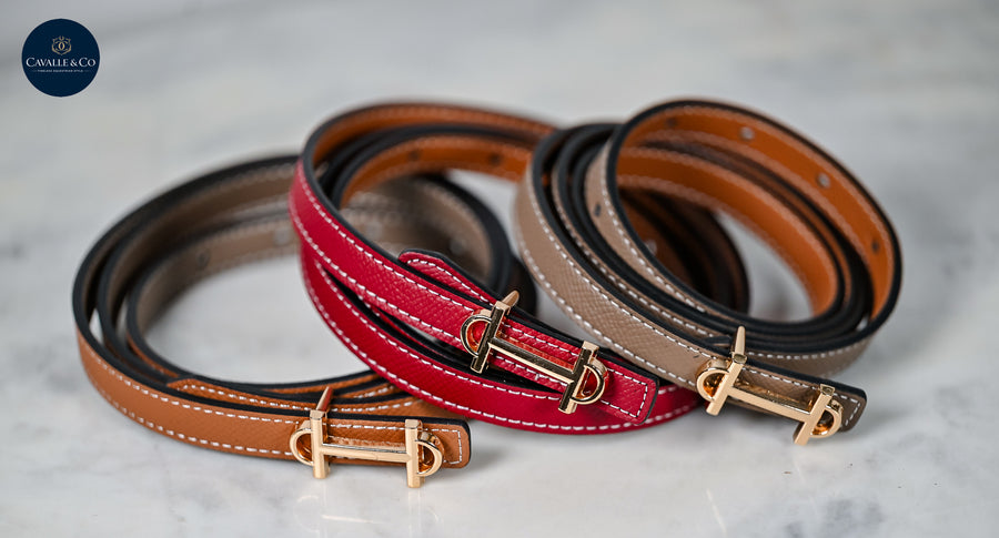 Equestrian Thin Bit Belt – 110cm Red/Coffee/Tan