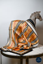 Tan & Black Stripe Hermes inspired Silk Scarf